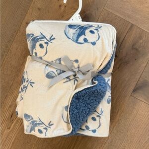 Carter's Cream and Blue Panda Baby Blanket